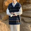 Men's Vests Clothing Sleeveless V Neck Plaid Vest Knit Sweater Male Argyle Waistcoat Classic Sweatshirts 100 Pure Cashmere Sheap Tops