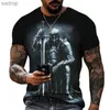 Herren T-Shirts Sommer Mode Tempel Ritter 3D-Druckmasch