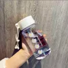 البلاستيك صغير ديزي شفاف زجاجة ماء مجعد BPA حرة محمولة طالب كوب الرياضة في الهواء الطلق مع حبل 500 مل.