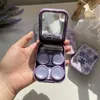 Kontakt Linsenzubehör Korean Beauty Case Purple Box Travel Container Set D240426