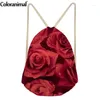 Cordon de cordon coloranimal 4 adolescents de style sacs de mode dames fleures rouges fleur imprimé sac à dos vitalité rangement féminin