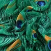 Bandanas Durag Green Peacock Feather Band Summer Beach Pareo Silk Scarf Femmes Luxury Bande de luxe Soft Hair Femme Designer Bufandas Mujer 240426