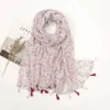 Sjalar mode vår sommar tunna viskos sjal halsduk för kvinnor härlig blommig design halsnad pashminas wrap muslim echarpe 180*90 cm d240426