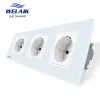 Plugs Welaik EU 16A Europeiska vägguttag Glaspanel Vägg Power Socket 80*80mm 220v White Black Socket 16A Socket Wall Outlet A18EW