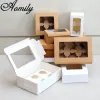 Formar AMOLIY 2/4/6/12 HOLES CUPCAKE PACKING BOX Muffin Box Biscuit Pastry Kraft Paper Box Cake Chocolate Packaging Baking Tools