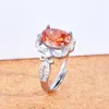 Clusterringe 2024 Farbe Schmuck Schöne Orangenstein Fanta Padparadscha Simulation Edelstein offener Ring für Frauen