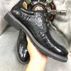 Sapatos casuais autênticos crocodilo exótico Skin Derby Black Derby genuíno verdadeiro jacaré de couro de couro de couro Oxford