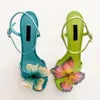 Rare Butterfly Blue Sandal Tacs Mujer zapatos de diseño de diseño de lujo.