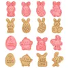 Moldes 1 Conjunto de ovo de páscoa Rabbit Frango Cookies Cutter Cutter Plástico Fondant Biscoito Bolo de molde Ferramenta de cozimento Feliz decoração de Páscoa