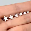 Dangle Chandelier 2PC Fashion Stainless Steel Geometric Earring Black Small Star Piercing Ear Studs for Women Men Hip Hop Punk Party Jewelry 3-8mm