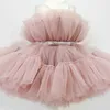 Vestidos de menina Baby 1st Birthday Party Vestres for Girls Solid Kids Wedding Evening vestido sem mangas de verão Princesa Tulle Tutu Dress