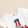 Kleidung Sets Baby Girls 4. Juli weißer Kurzarmbrief Sticker Strampler Star Stripe Print Culottes