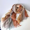 Sjalar stripe linne lin tassel halsduk kvinnor foulard sommar resor lång sjal lady elegant hijab 60*200 cm d240426