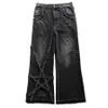 Y2k Streetwear Wide Leg Jeans Männer Frauen Vintage bestickt hochwertige Freizeithosen Hip Hop Harajuku Gothic Black Hosen 240425