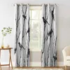 Curtain Branch Bird Silhouette Window Curtains For Living Room Kitchen Bedroom Decorative Treatments