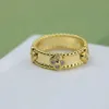 Original hot selling Clover V-Gold Kaleidoscope Ring for Women 18k Rose Gold Wide and Narrow Jewelry Couple With logo