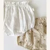 Calça de calça flor de bebê floresce roupas de bebê verão shorts de linho vintage pp roupas de bebê