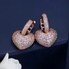 Luxury Diamond Heart Designer Earring for Woman Rose Gold White 3A Zirconia Copper Fashion Charm Silver Stud örhängen smycken kvinnor freind alentines dag gåva