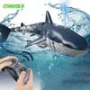 Smart RC Shark Whale Spray Water Toy Remote Controlled Boat Ship Submarine Robots Fish Electrics For Kids Boys Baby Children 240417