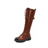 Boots YMECHIC Long 2024 Autumn Winter Riding Women Western Knee High Botas Black Brown Lace-up Fashion Shoes Low Heel