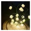 Lumières nocturnes Lily of the Valley Diy Lamp Battery Flowered Flower Amosphère Light Ornement inachevé Cadeaux Home Decor pour la fête de mariage