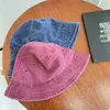 Weitkrempeln Hüte Eimer Waschen Denim Bucket Cap Womens Fischer Unisex Bob Hut Hip-Hop Goros Herren Panama Windproof Q240427