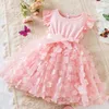 Flickans klänningar Summerklänning Little Girl Princess Dresses For Wedding Baby Girls Dress for Eids 3D Butterfly Birthday Children Ceremony Clothing