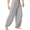 Saf renk gevşek düz pantolon erkek eşofmanlar modal gündelik bahar uzun pantolon erkekler spor yoga pantolon moda dans giyim 240425