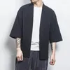 Etniska kläder plus storlek retro män kimono cardigan kinesisk stil sommarskjorta japansk traditionell samurai kostym lös päls