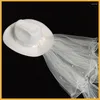 Berets White Large Bim Cowgirls hoed voor bruid bruiloftsfeest Poshoot