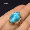 Pierścienie klastra CSJ Naturalne Larimar Sterling 10K Gold z 10ct Fine Biżuter