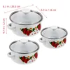 Pans cuisine Émail Stockpot Lide Retro Camping Cookkrey Pot Not Stick Soup Floral mijoter