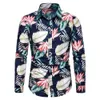 2019 Spring and Autumn New Product Men's Long Inteved Slim Fit Youth Flower koszulka męska