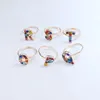 Cluster Rings Wholesale Lots 12pcs Gold Silver Rhinestone Letter For Women Men Mix Color Adjustable Opening Jewelry Party Ring Gifts