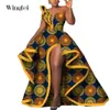 Dashiki 파티 드레스 패션 로브 아프리카 인 앙카라 꽃 프린트 맥시 긴 끈이없는 드레스 여성을위한 아프리카 드레스 WY6981