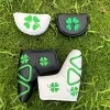 AIDS Lycka till Four Leaf Clover Golf Putter Cover för Mallet Blade Club Waterproof Pu Leather Golf Head Cover White Black Protector