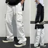 Pantalon masculin pantalon cargo coloride de couleur hip hop motif en vrac multi-poche élastique taise masque pantl2404