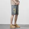 2024 Summer Mens Vintage Denim Shorts Ripped Holes Baggy Straight Casual Short Jeans Fashion Korean Hip Hop Streetwear 240416