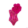 Mutade feminina 2024 Flor 3D Impressão de uma peça de maiô de férias Biquíni férias Mulheres de roupas de banho Monokini de traje de banho de roupa de praia