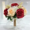 Fleurs décoratives artificielles multicolores rose Bouquet de mariage réutilisable réaliste durable longue durée avec ruban à bowknot