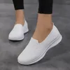 Casual Shoes Women's Flexible Knit Flat Black Lightweight Soft Sole Work Slip-on Lady Breathable White Boat Low Price 112