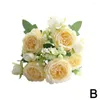 Decorative Flowers Selling Rose Pink Silk Peony Artificial Bouquet 5 Big Head And 4 Bud Fake For Home Wedding Decora P0W3