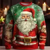 Roupas de roupas familiares de Natal Rock de Papai Noel para homens tricotaram 3D Crewia de tripulação de pescoço feio capuz de natal