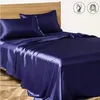 High End Satin Fabric Queen Size Bed Sheet Set Luxury Grade A Bed Linen Set Solid Silky King Size Bed Cover Set Bedsheet Sets 240411