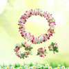 Dekorativa blommor 4st/set ruffled simulerad sidenblomma hawaiian leis halsband armband krans pannband blommor girland krona kvinnor flickor flickor