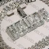 Bust Down Charm Hip Hop Jewelry 18mm VVS Emerald Baguette Cut Moissanite Necklace Iced Out Chain Set