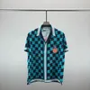 Summer Ca Short Sleeved Shirt Set Checkered 3D Printed Pattern Shirts for Men Beach Shorts Shirts PajamaCollar 240423