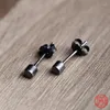 Stud Küpeler Yizizai Minimalist Siyah Yuvarlak Silindir Erkekler İçin Kadınlar 925 STERLING Gümüş Alerji Anti-Alerji Piercing Ear Takı Hediyeleri