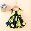 Girl Dresses Girls Summer Style Sleeveless Round Neck Lemon Print Bow Cotton Dress Suitable For Children Aged 0-4