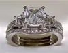 Vintage 10K White Gold 3CT Lab Diamond Ring Set 925 Sterling Silver Bijou Engagement Wedding Band Rings for Women Men Jewelry275E8467295